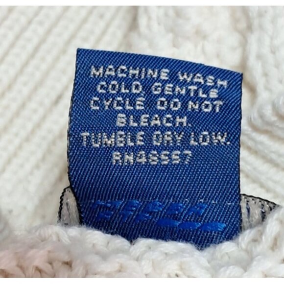 Vintage Cambridge Classics SweaterMens Cable Knit Sweater V-Neck XL Cream & Brow - Picture 7 of 9